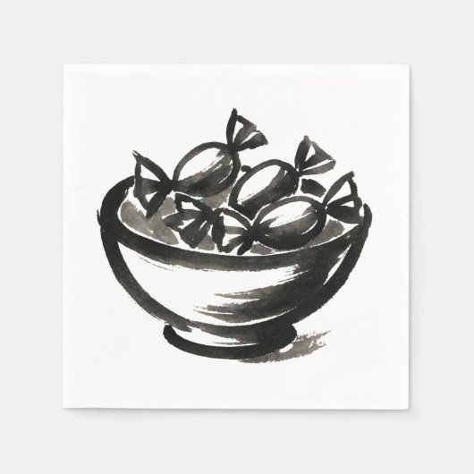 Serviette En Papier Candy Bowl – Ink Brush Halloween Illustration on (Devant)