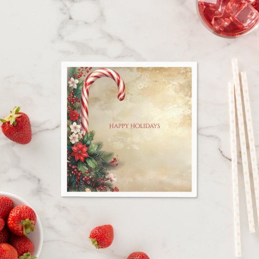 Serviette En Papier Candy Cane Christmas Holiday Napkin (En situation)