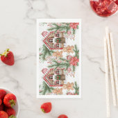 Serviette En Papier Candy cane house, gingerbread man, poinsettia (En situation)