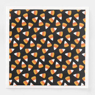 Serviette En Papier Candy Corn Halloween noir et orange