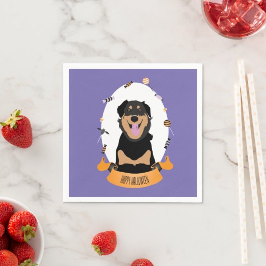 Serviette En Papier Candy Portrait Rottweiler Chien pourpre orange (En situation)