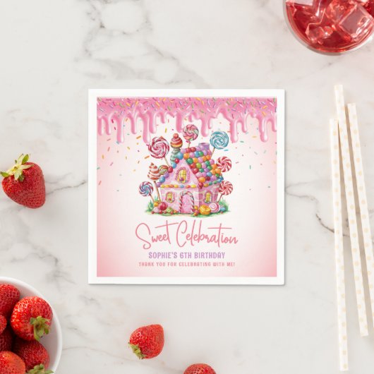 Serviette En Papier Candyland Sweet Celebration Anniversaire (En situation)