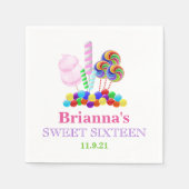 Serviette En Papier Candyland Thème Sweet 16 Napkin personnalisé (Devant)