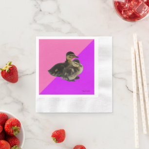 Serviette En Papier Canetons sur framboise rose et sorbet violet