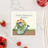 Serviette En Papier Canette d'eau avec Fleurs sauvages (En situation)