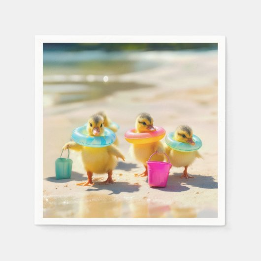 Serviette En Papier Canettes Avec Jouets De Plage (Devant)