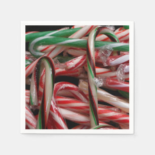 Serviette En Papier Canne de bonbons festive à la menthe chocolatée
