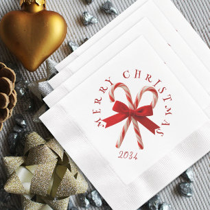 Serviette En Papier Canneberges de fête de cocktail de Noël joyeux
