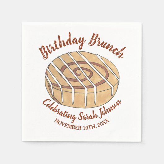 Serviette En Papier Cannelle Roll Bun Pâtisserie Anniversaire Fête Bru (Devant)