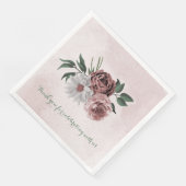 Serviette En Papier cannelle rose rose blanc fleuri mariage (Coin)