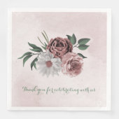 Serviette En Papier cannelle rose rose blanc fleuri mariage (Devant)