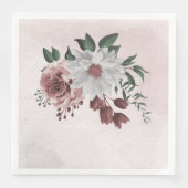 Serviette En Papier cannelle rose rose blanc fleuri mariage (Devant)