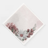 Serviette En Papier cannelle rose rose blanc fleuri mariage (Coin)