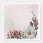 Serviette En Papier cannelle rose rose blanc fleuri mariage (Devant)