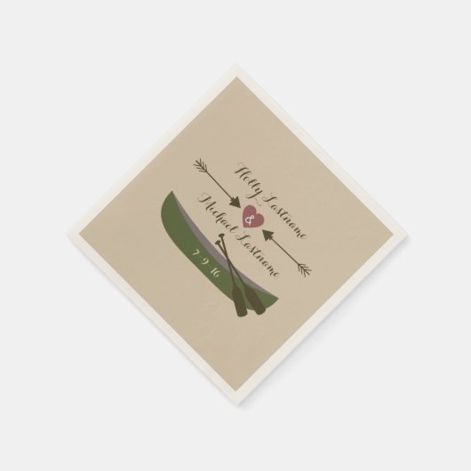 Serviette En Papier Canoë + Coeur Avec Flèches Mariage serviettes (Coin)