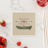 Serviette En Papier Canoë + Coeur Avec Flèches Mariage serviettes (En situation)