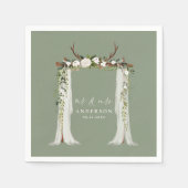 Serviette En Papier Canopy mariage botanique rustique m et mrs script (Devant)