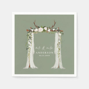 Serviette En Papier Canopy mariage botanique rustique m et mrs script