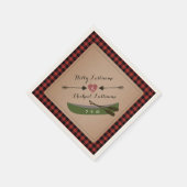 Serviette En Papier Canot Plaid + Coeur Avec Flèches Mariage rustique (Coin)