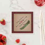 Serviette En Papier Canot Plaid + Coeur Avec Flèches Mariage rustique (En situation)