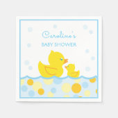 Serviette En Papier Caoutchouc bleu et jaune Baby shower (Devant)