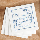 Serviette En Papier Cape Cod Map Mariage élégant
