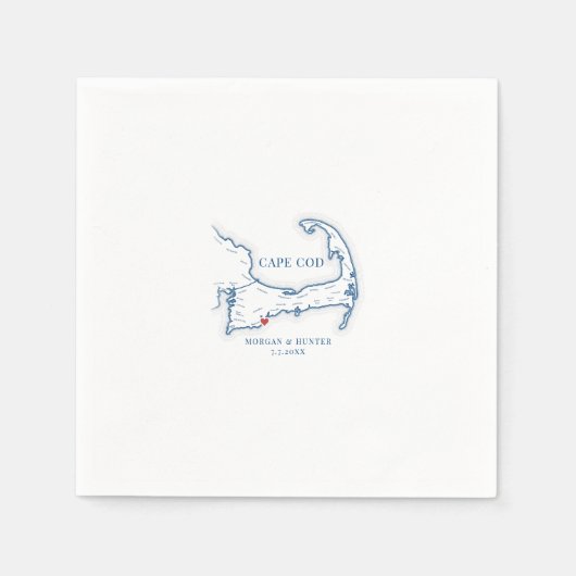 Serviette En Papier Cape Cod Map Napkins for Seashell Oyster Decoupage (Devant)