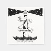 Serviette En Papier Cape Lookout Lighthouse noir et blanc (Devant)