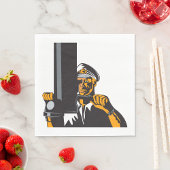 Serviette En Papier Capitaine de sous-marin nautique utilisant un peri