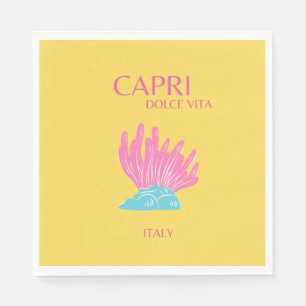 Serviette En Papier Capri Dolce Vita, Art Voyage, Jaune