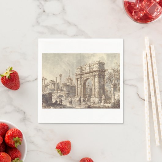 Serviette En Papier Capriccio avec l'arc de triomphe romain (En situation)