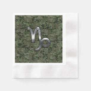 Serviette En Papier Capricorn Zodiac Connexion vert olive camo numériq
