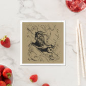 Serviette En Papier Capricorne Constellation Carte Hevelius circa 1690 (En situation)