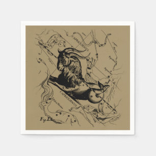 Serviette En Papier Capricorne Constellation Carte Hevelius circa 1690