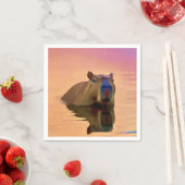 Serviette En Papier Capybara Émergée d'un lac paisible (En situation)