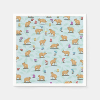 Serviette En Papier Capybara et mushroom pattern