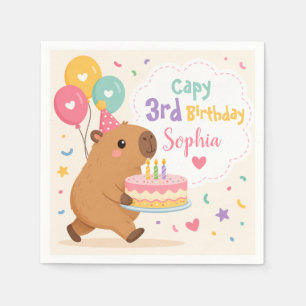 Serviette En Papier Capybara Fille Mignonne Capy 3ème Anniversaire Gât