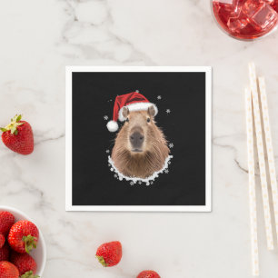 Serviette En Papier Capybara Noël drôle 