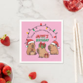 Serviette En Papier Capybara Pink Christmas Holiday Birthday (En situation)