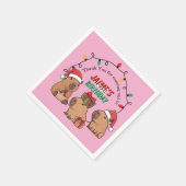 Serviette En Papier Capybara Pink Christmas Holiday Birthday (Coin)