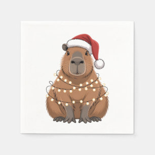 Serviette En Papier Capybara Xmas Correspondant drôle Père Noël