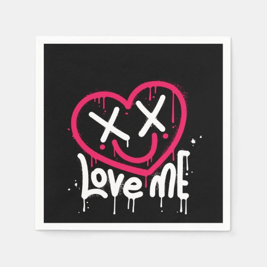 Serviette En Papier caractère de coeur avec yeux morts et sourire pulv (Devant)