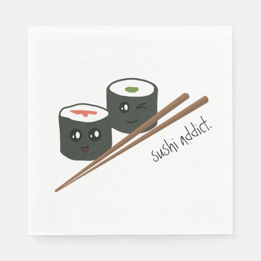 Serviette En Papier Caractère de Kawaii addict sushi mignon (Devant)