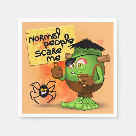 Serviette En Papier Caractère Frankenstein de 'Normal People Scare Me' (Devant)