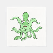 Serviette En Papier Caractère pieuvre verte Quirky Sea Monster (Devant)
