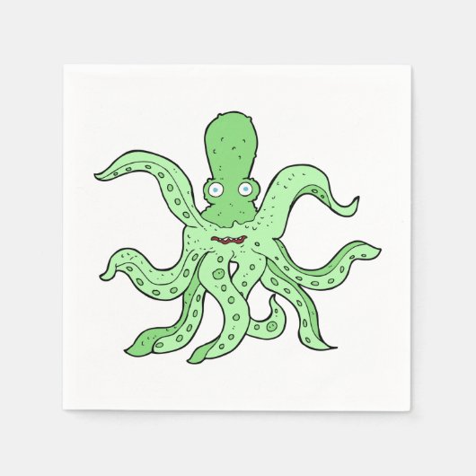 Serviette En Papier Caractère pieuvre verte Quirky Sea Monster (Devant)