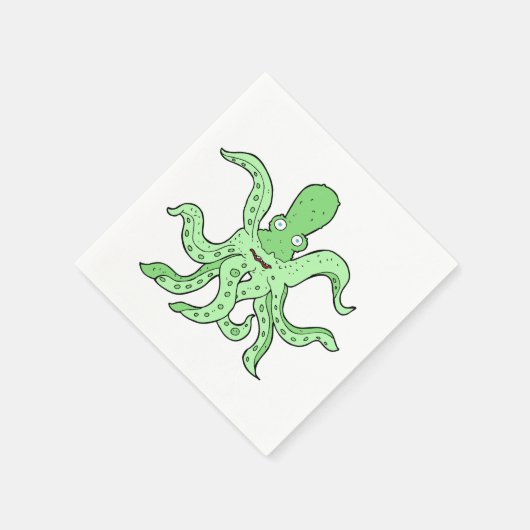 Serviette En Papier Caractère pieuvre verte Quirky Sea Monster (Coin)