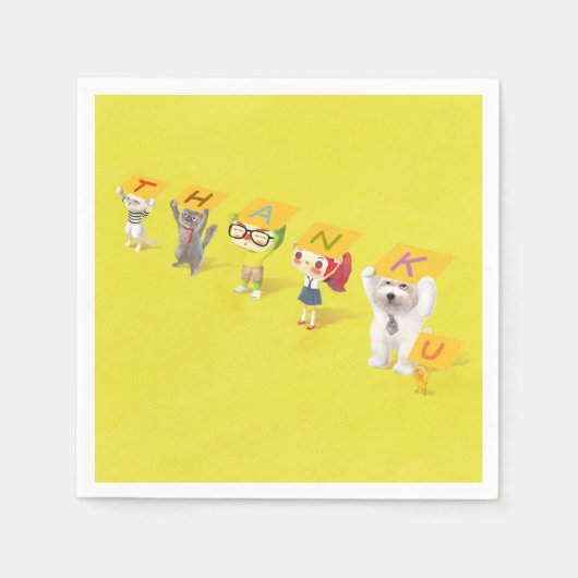 Serviette En Papier Caractères Merci (Devant)