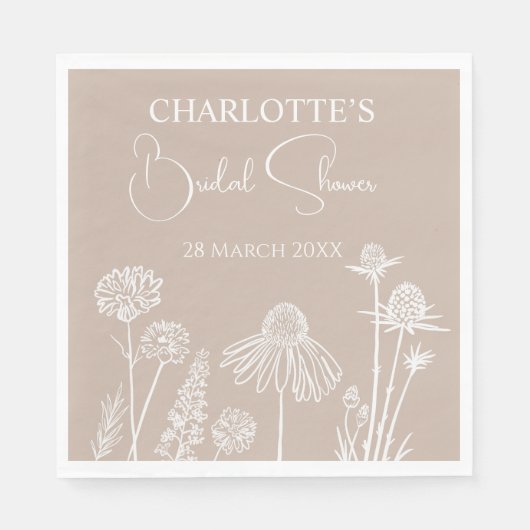 Serviette En Papier Caramel Fleurs sauvages croisés Floral (Devant)