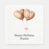 Serviette En Papier Caramel Heart Balloons Birthday (Devant)